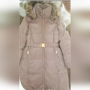 Michael Kors Hood Fur-Trim Quilted Coat